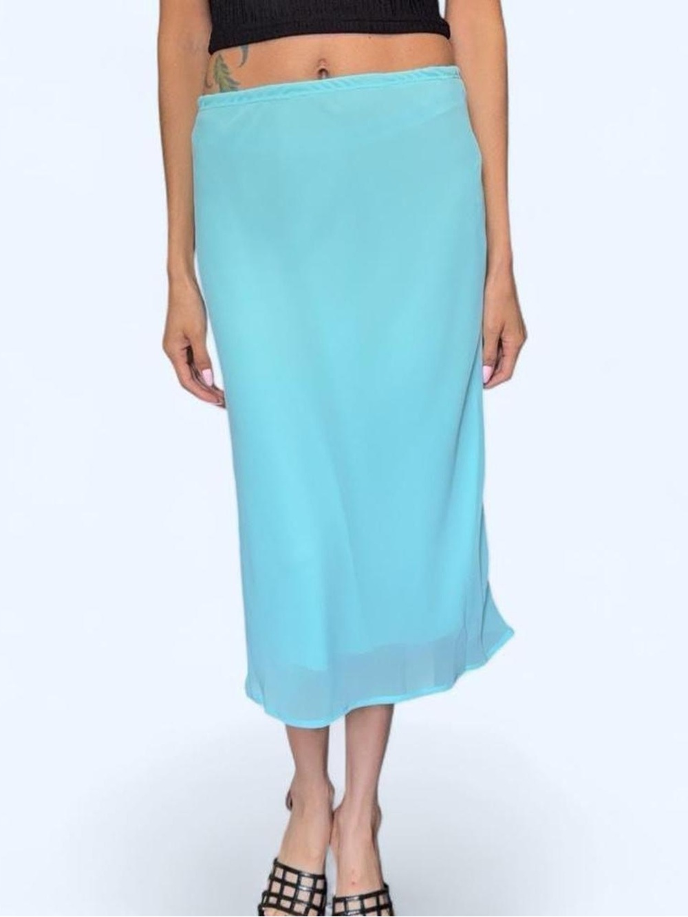🩵✨ Vintage Y2K Aqua Blue Midi Skirt ✨🩵
